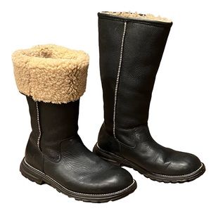 UGG Australia Brooks Tall Black Leather 5490 Shearling Lined Boot Women’s SIZE 8